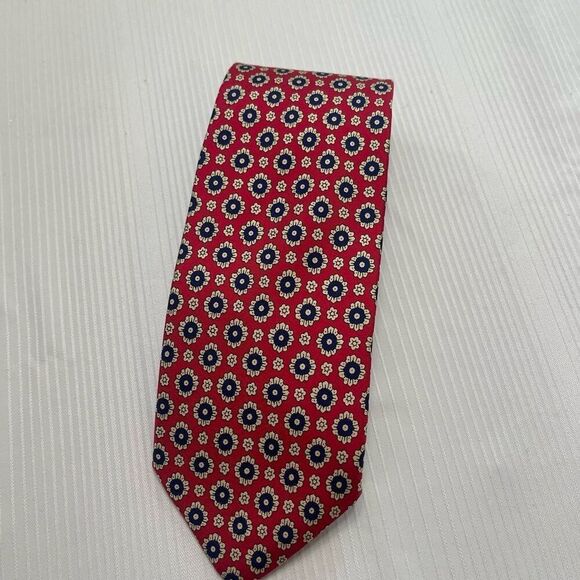 Brooks Brothers Makers Red Blue Silk Geometric Tie Necktie - Picture 1 of 7